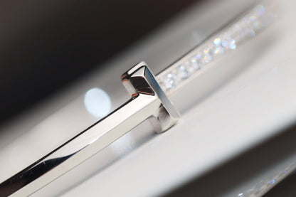 [Hyrra Jewelry]NARROW T1 HINGED BANGLE DIAMOND SILVER