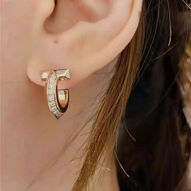 [Hyrra Jewelry]T1 HOOP DIAMOND EARRINGS