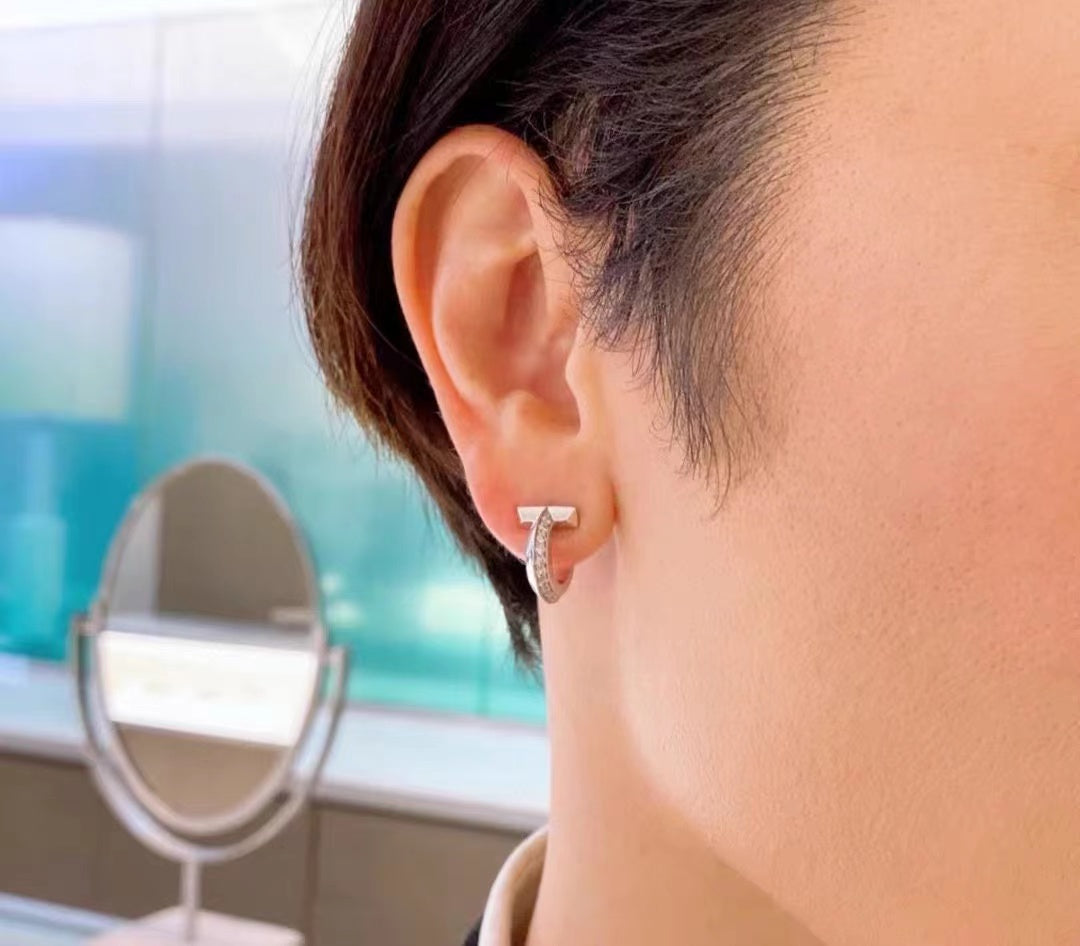 [Hyrra Jewelry]T1 HOOP DIAMOND EARRINGS