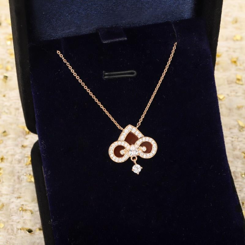 [Hyrra Jewelry]FLEUR DE LIS PINK GOLD DIAMOND NECKLACE