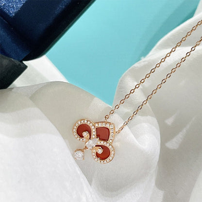 [Hyrra Jewelry]FLEUR DE LIS PINK GOLD DIAMOND NECKLACE