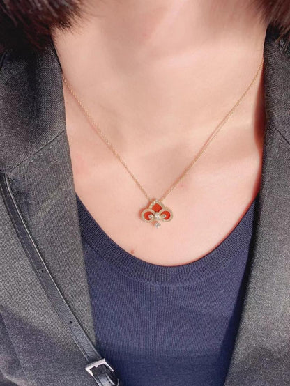 [Hyrra Jewelry]FLEUR DE LIS PINK GOLD DIAMOND NECKLACE