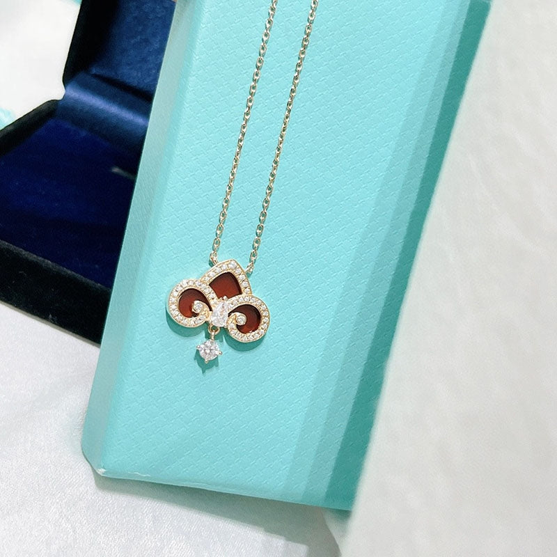 [Hyrra Jewelry]FLEUR DE LIS PINK GOLD DIAMOND NECKLACE