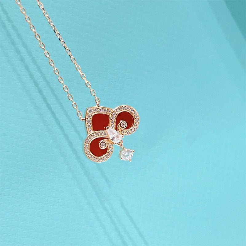 [Hyrra Jewelry]FLEUR DE LIS PINK GOLD DIAMOND NECKLACE