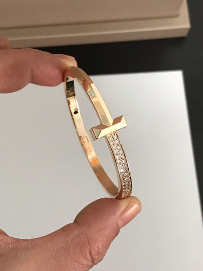 [Hyrra Jewelry]T1 WIDE DIAMOND HINGED BANGLE PINK GOLD
