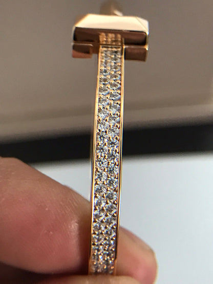 [Hyrra Jewelry]T1 WIDE DIAMOND HINGED BANGLE PINK GOLD