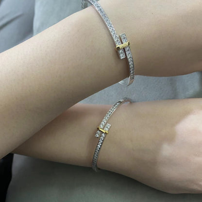 [Hyrra Jewelry]EDGE DIAMOND GOLD SILVER BRACELET