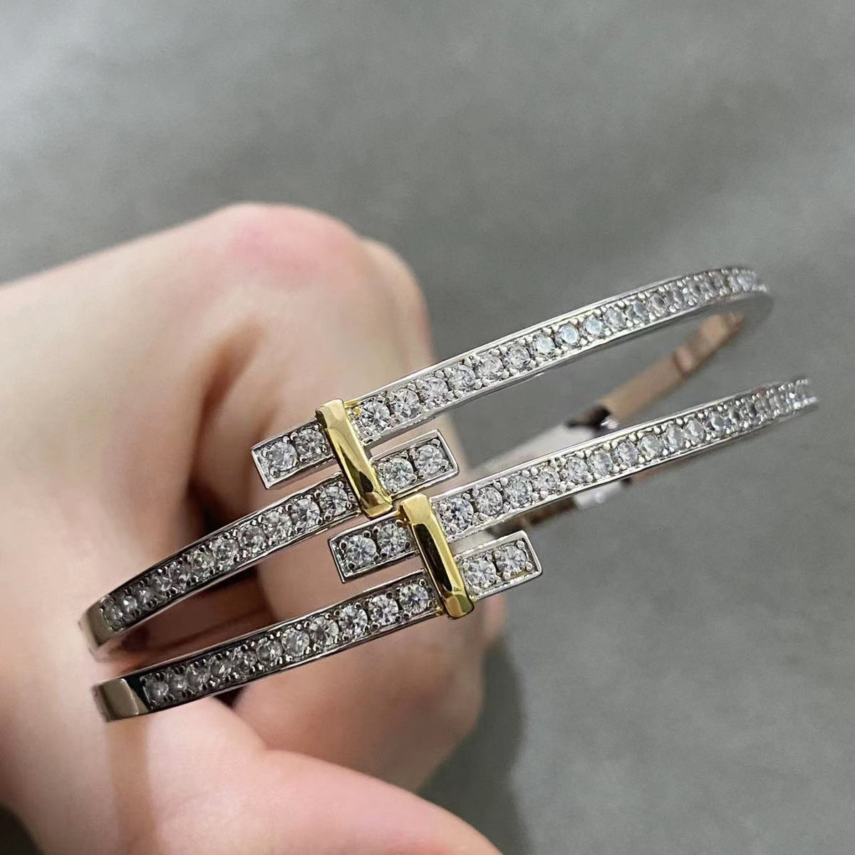 [Hyrra Jewelry]EDGE DIAMOND GOLD SILVER BRACELET