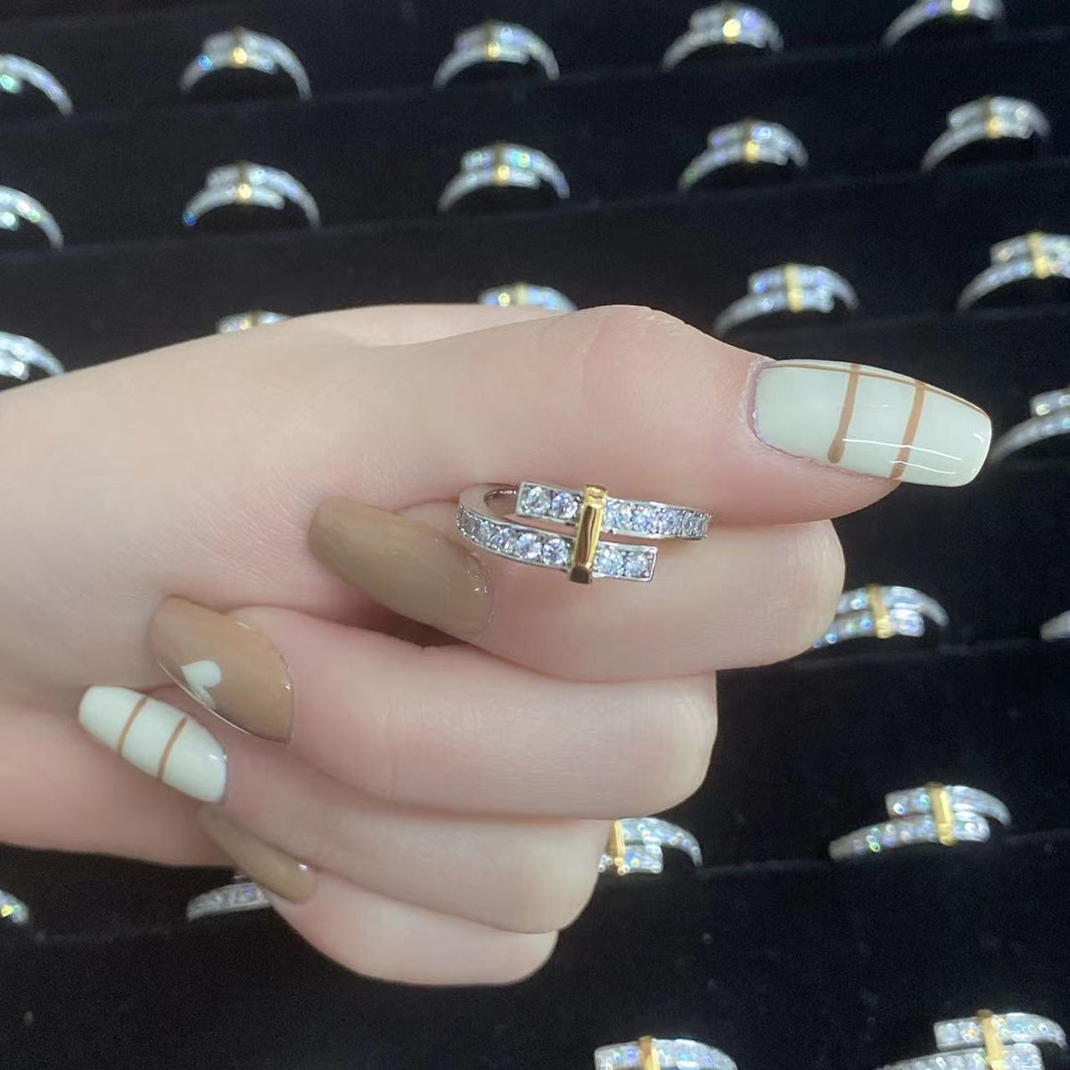 [Hyrra Jewelry]EDGE GOLD SILVER DIAMOND RING