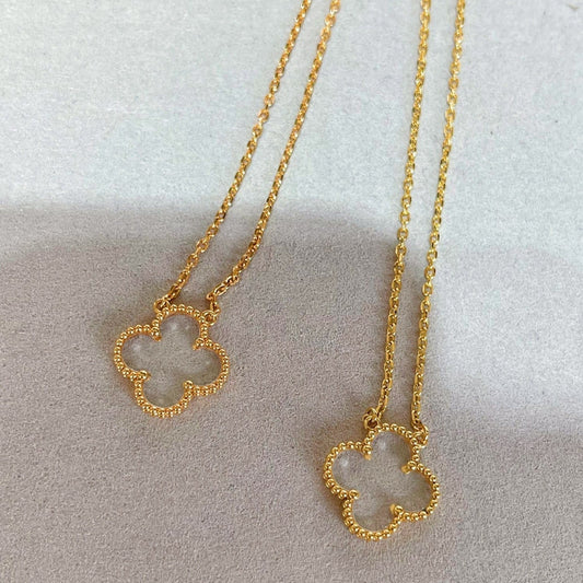 [⭐Hyrra Jewelry]CLOVER ROCK CRYSTAL ROSE GOLD NECKLACE
