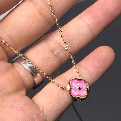 [⭐Hyrra Jewelry]COLOR BLOSSOM PINK MOP SUN GOLD NECKLACE