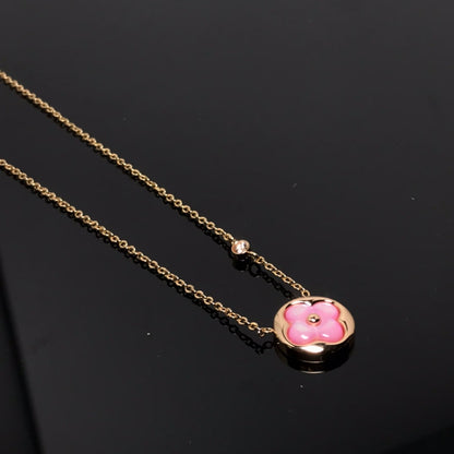 [⭐Hyrra Jewelry]COLOR BLOSSOM PINK MOP SUN GOLD NECKLACE