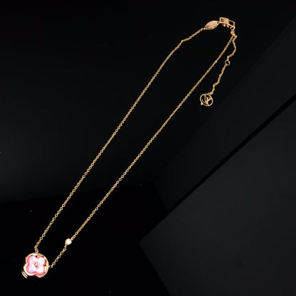 [⭐Hyrra Jewelry]COLOR BLOSSOM PINK MOP SUN GOLD NECKLACE