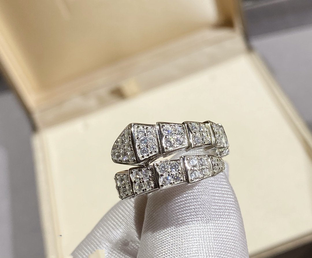 [⭐Hyrra Jewelry]SERPENTI RING SILVER DIAMOND PAVED