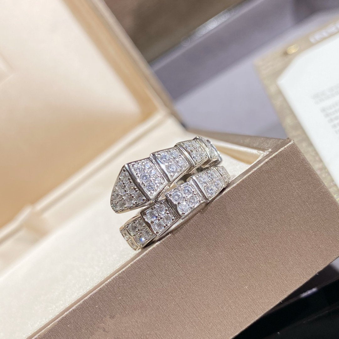 [⭐Hyrra Jewelry]SERPENTI RING SILVER DIAMOND PAVED