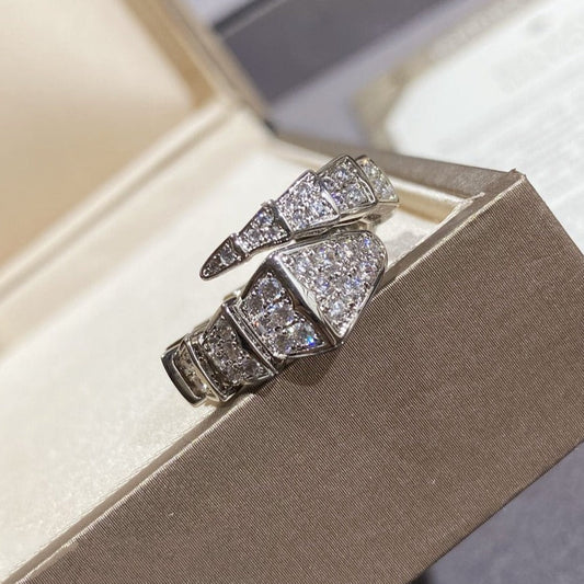 [⭐Hyrra Jewelry]SERPENTI LARGE RING SILVER DIAMOND PAVED