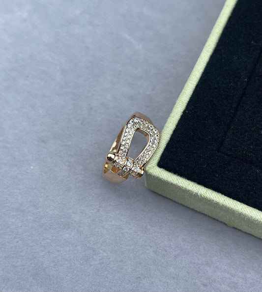 [⭐Hyrra Jewelry]Wide Hoof-Shaped Diamond-Studded Ring