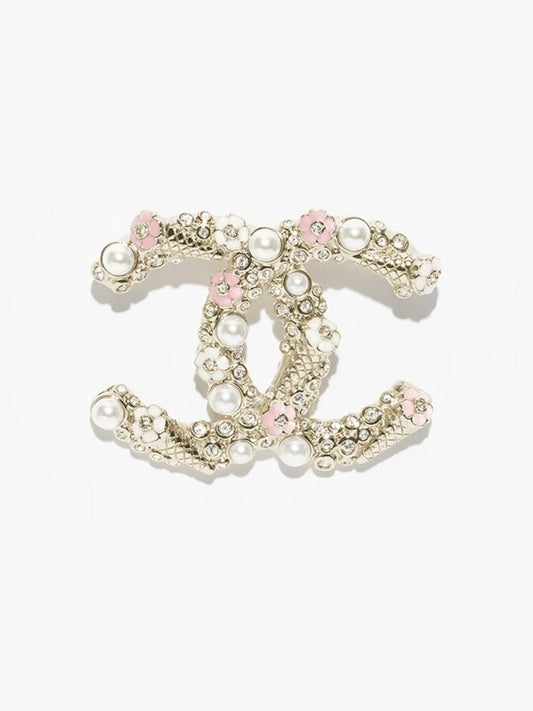 [⭐Hyrra Jewelry]26C Pink-White Enamel Ice Cream Cone Double C Brooch