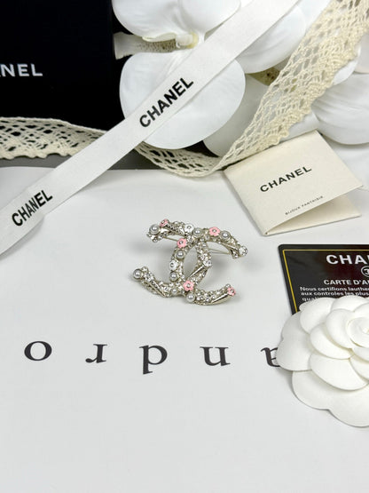 [⭐Hyrra Jewelry]26C Pink-White Enamel Ice Cream Cone Double C Brooch