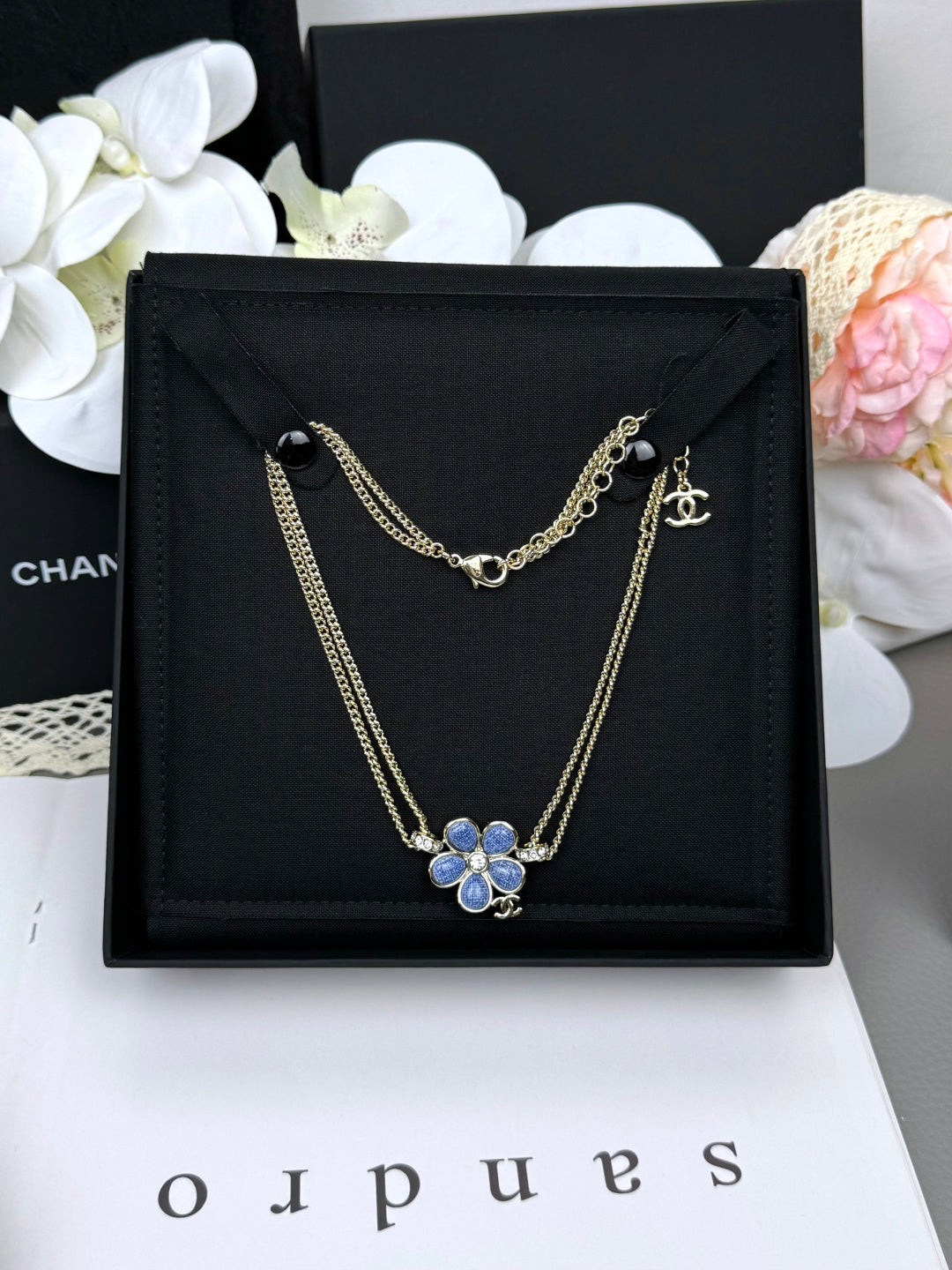 [⭐Hyrra Jewelry]New Blue Floral Double-Layer Necklace