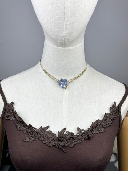 [⭐Hyrra Jewelry]New Blue Floral Double-Layer Necklace