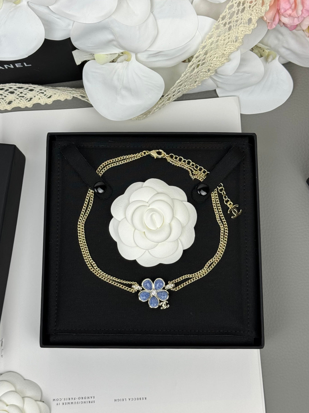 [⭐Hyrra Jewelry]New Blue Floral Double-Layer Necklace