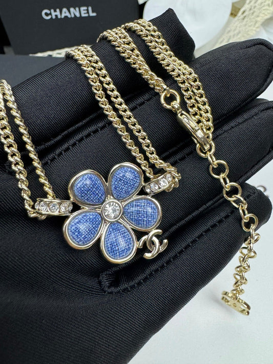 [⭐Hyrra Jewelry]New Blue Floral Double-Layer Necklace