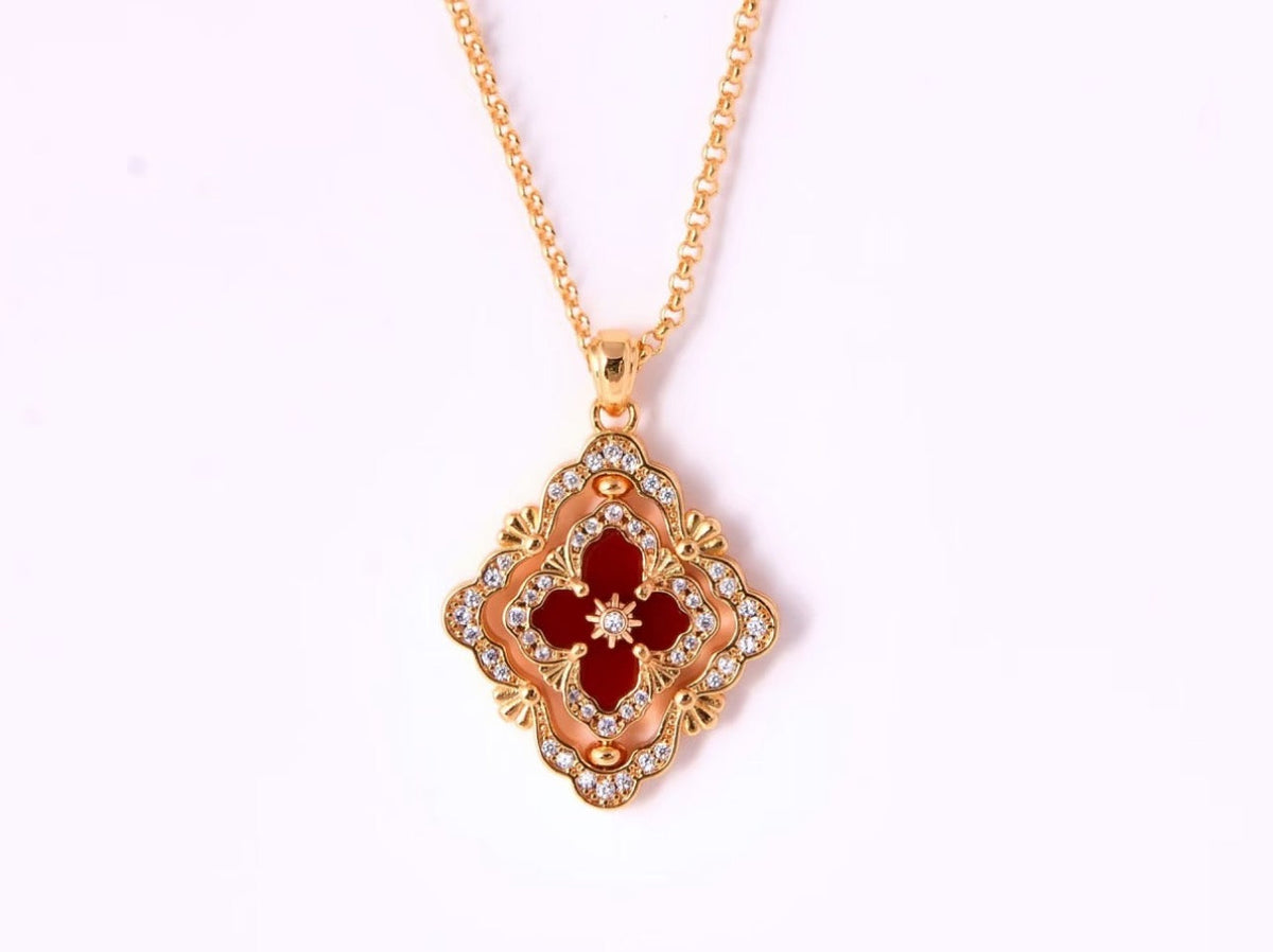 [⭐Hyrra Jewelry] B.C.L ENAMEL ROTATING SINGLE-DIAMOND NECKLACE（Various colors）