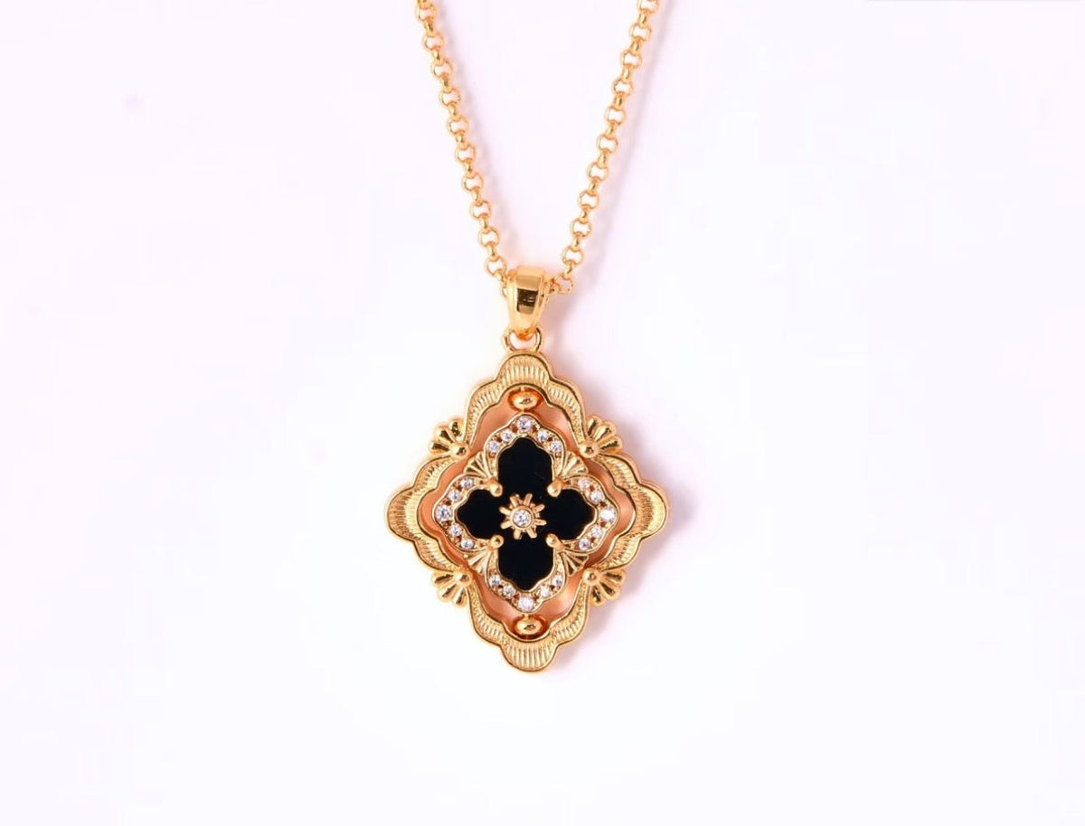 [⭐Hyrra Jewelry] B.C.L ENAMEL ROTATING SINGLE-DIAMOND NECKLACE（Various colors）