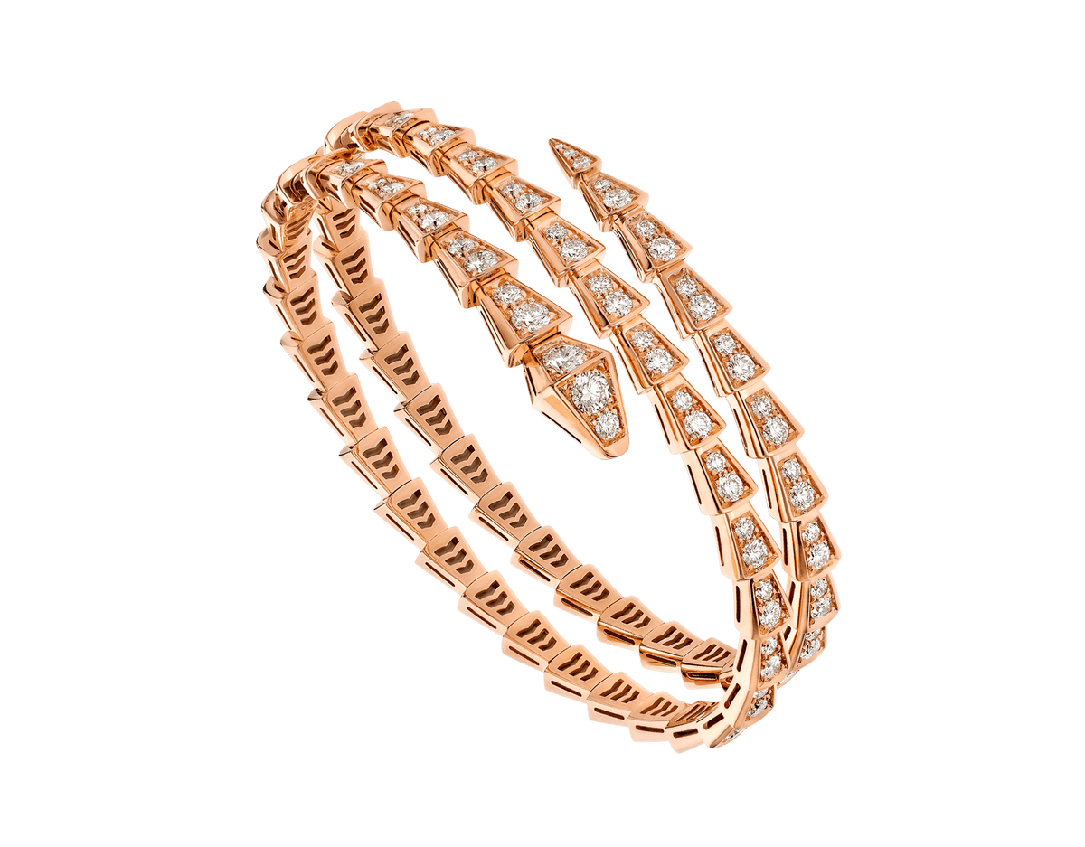 [⭐Hyrra Jewelry]SERPENTI BRACELET PINK GOLD DIAMOND DOUBLE ROW