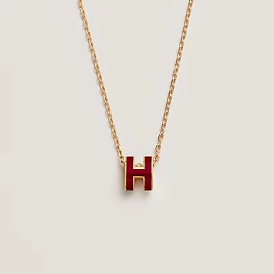 [⭐Hyrra Jewelry]HM CLIC RED ENAMEL GOLD NECKLACE