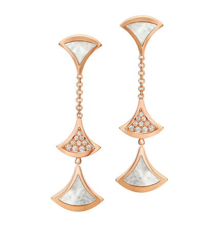 [⭐Hyrra Jewelry]DREAM EARRINGS 3 MOTIFS DIAMOND MOP PINK GOLD