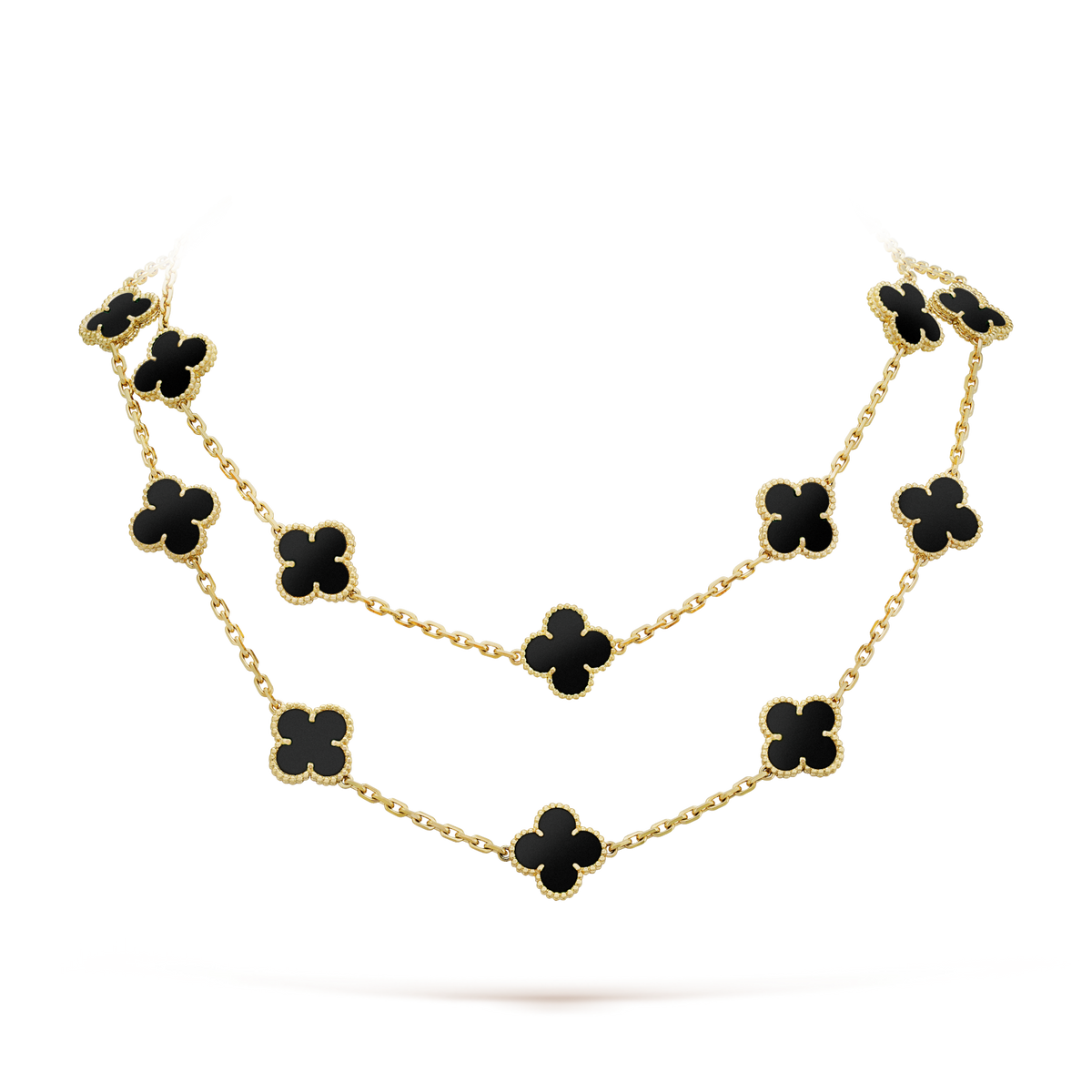[⭐Hyrra Jewelry]CLOVER 20 MOTIFS ONYX NECKLACE