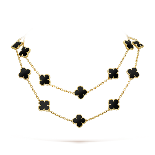 [⭐Hyrra Jewelry]CLOVER 20 MOTIFS ONYX NECKLACE