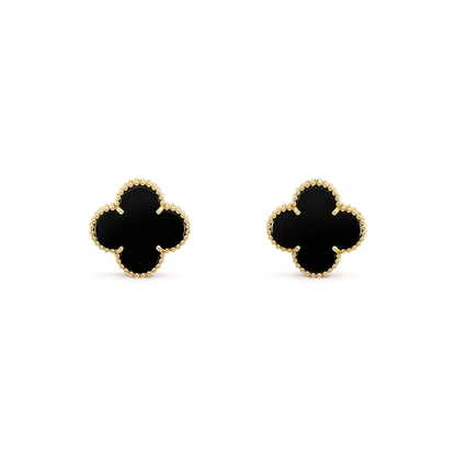[⭐Hyrra Jewelry]CLOVER MEDIUM 1 MOTIFS  ONYX STUD EARRINGS