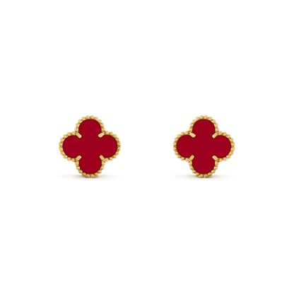 [⭐Hyrra Jewelry]CLOVER MEDIUM 1 MOTIFS CARNELIAN  EARRINGS