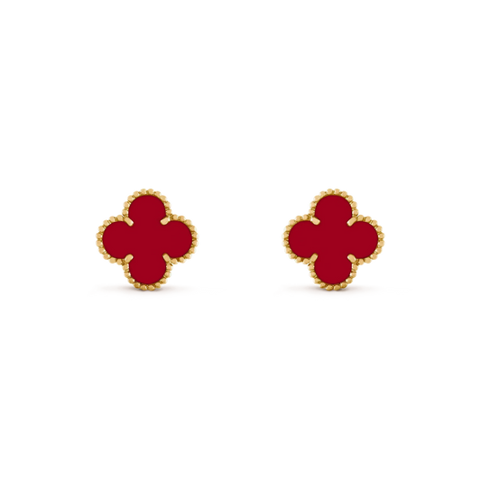 [⭐Hyrra Jewelry]CLOVER MEDIUM 1 MOTIFS CARNELIAN  EARRINGS