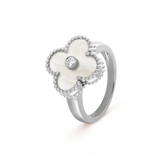 [⭐Hyrra Jewelry]CLOVER SILVER MOP DIAMOND RING