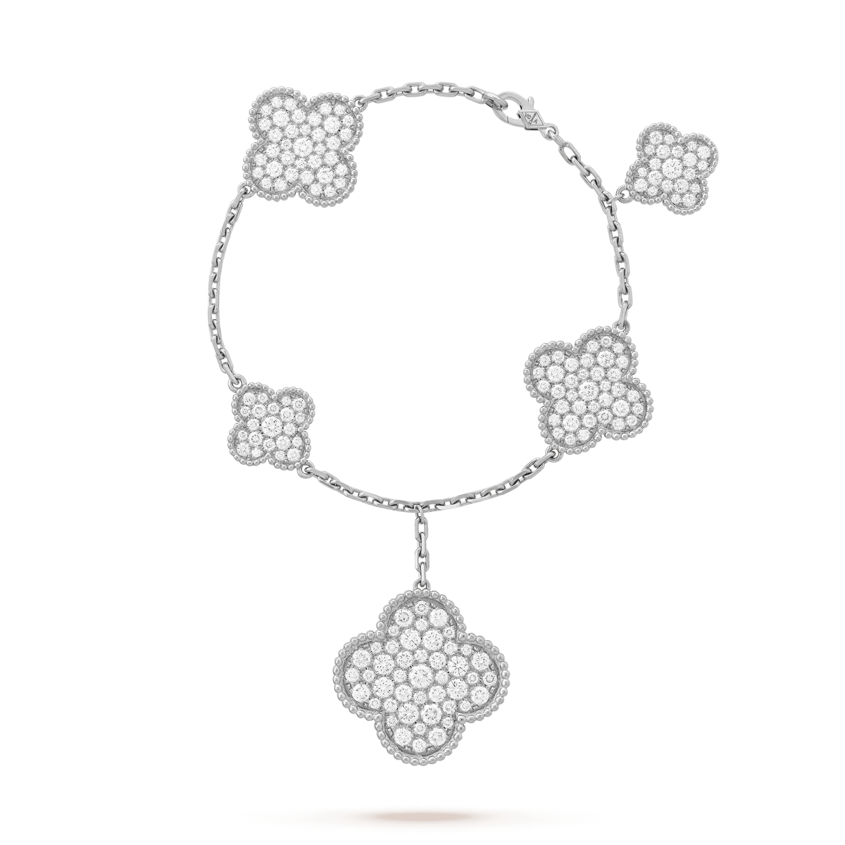 [⭐Hyrra Jewelry]CLOVER 6 MOTIFS SILVER DIAMOND BRACELET