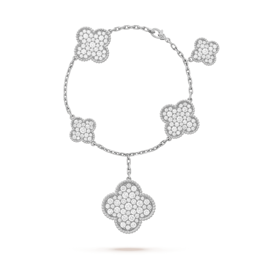 [⭐Hyrra Jewelry]CLOVER 6 MOTIFS SILVER DIAMOND BRACELET