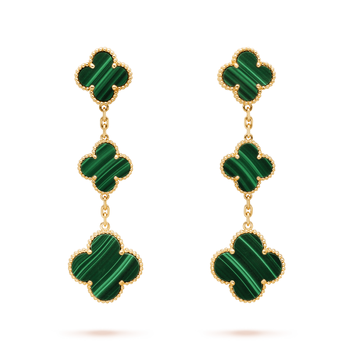[⭐Hyrra Jewelry]CLOVER MALACHITE 3 MOTIFS GOLD