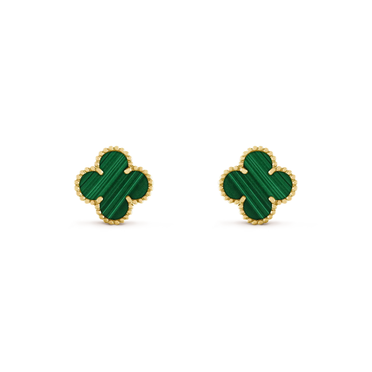 [⭐Hyrra Jewelry]CLOVER MEDIUM 1 MOTIFS MALACHITE  EARRINGS