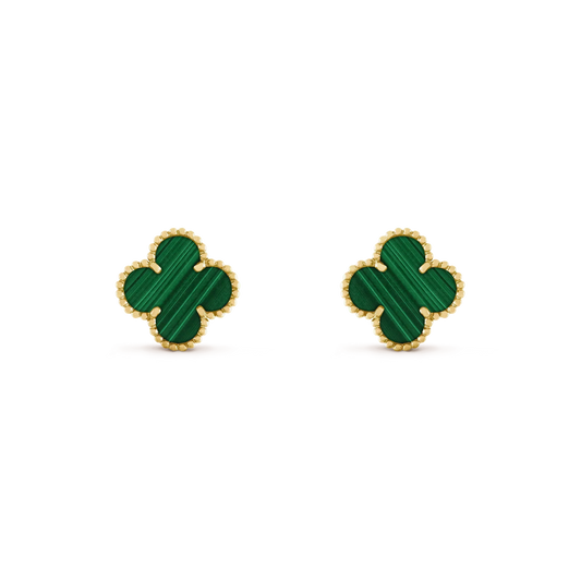 [⭐Hyrra Jewelry]CLOVER MEDIUM 1 MOTIFS MALACHITE  EARRINGS