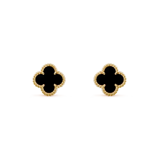 [⭐Hyrra Jewelry]CLOVER MINI 9.5MM BLACK MOP EARRINGS