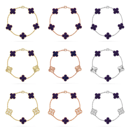 [⭐Hyrra Jewelry]CLOVER 5 MOTIF PURPLE STRIPES BRACELET COLLECTION