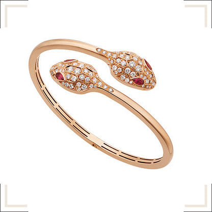 [⭐Hyrra Jewelry]SERPENTI BRACELET PINK GOLD DIAMOND DOUBLE SNAKE