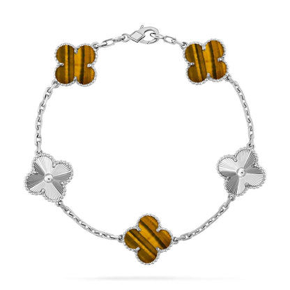 [⭐Hyrra Jewelry] CLOVER 5 MOTIFS TIGER EYE BRACELET COLLECTION