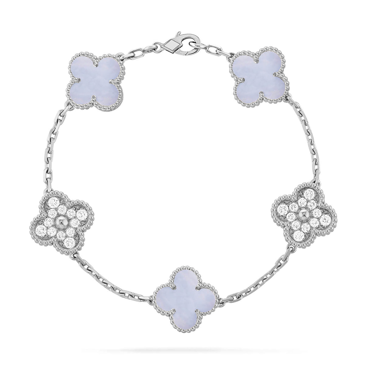 [⭐Hyrra Jewelry] CLOVER 5 MOTIF PURPLE CHALCEDONY BRACELET COLLECTION