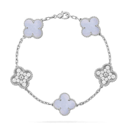 [⭐Hyrra Jewelry] CLOVER 5 MOTIF PURPLE CHALCEDONY BRACELET COLLECTION