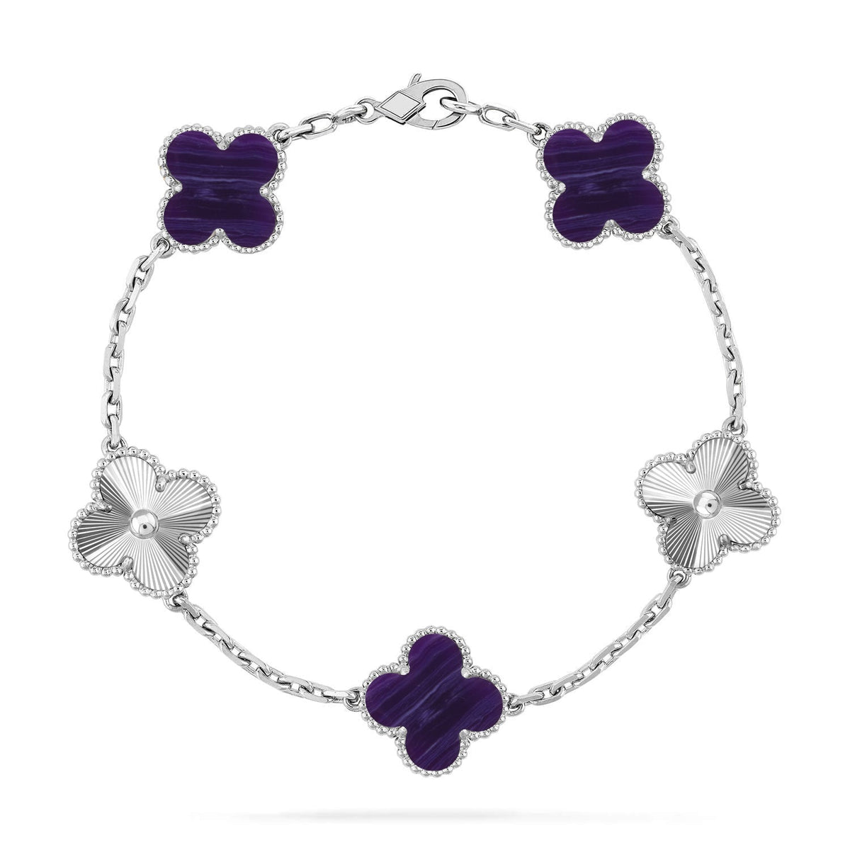 [⭐Hyrra Jewelry]CLOVER 5 MOTIF PURPLE STRIPES BRACELET COLLECTION